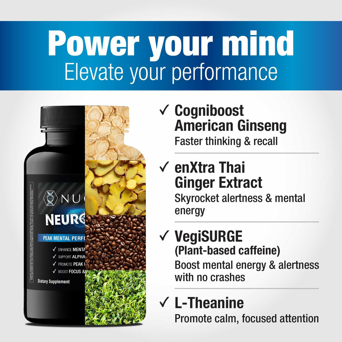 Nugenix NeuroZone complément nootropique 60 capsules avec étiquette