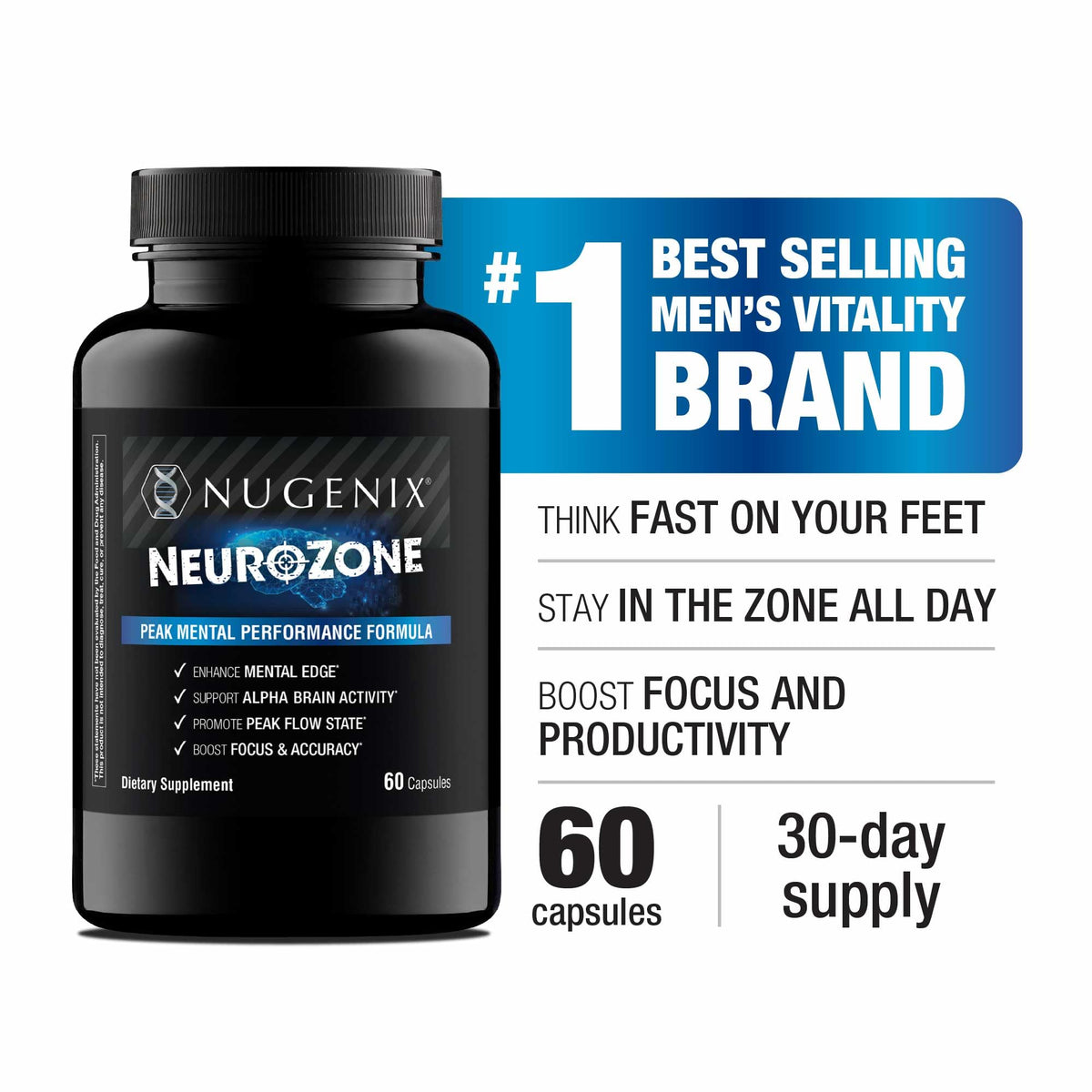Nugenix NeuroZone complément nootropique 60 capsules avec ingrédients