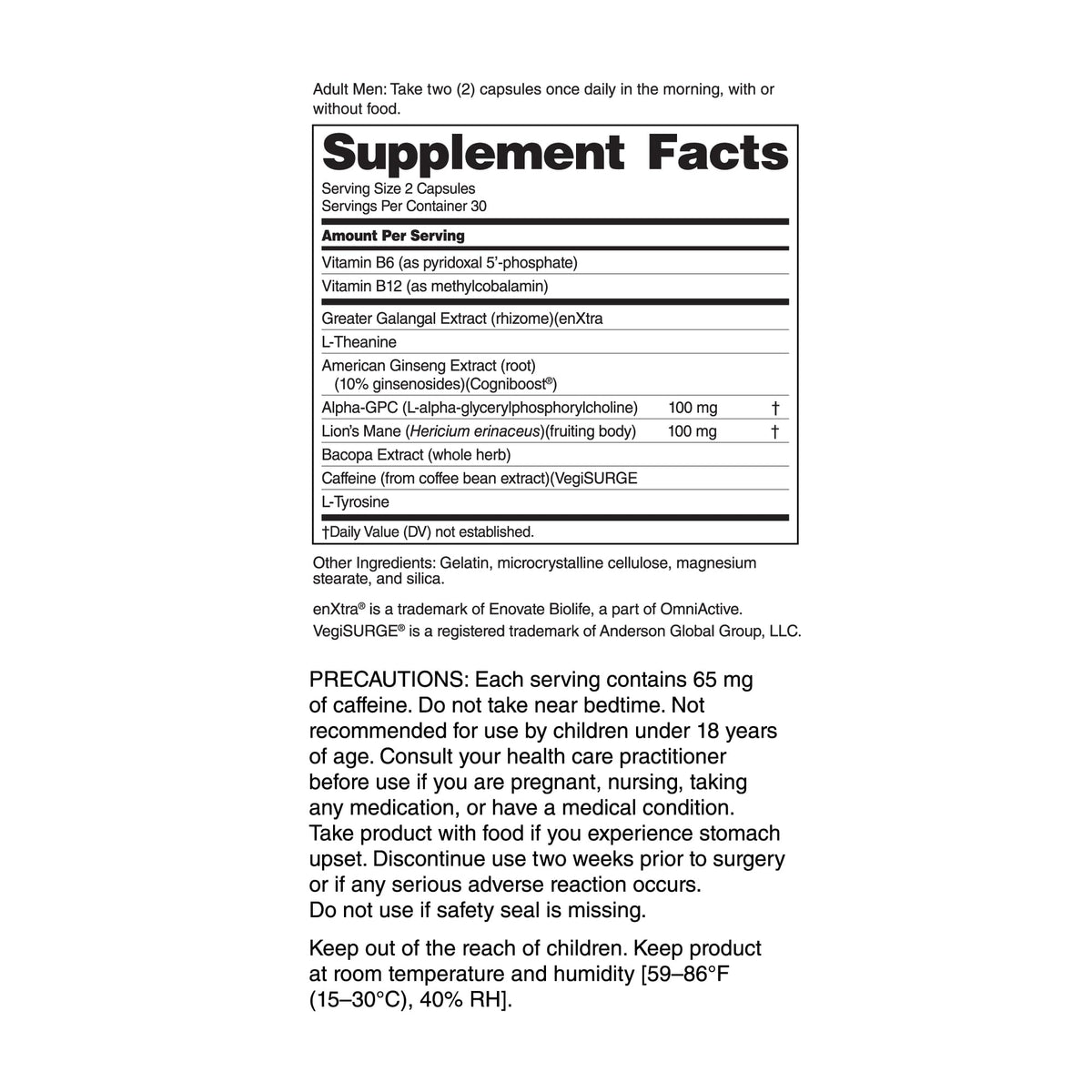 Nugenix NeuroZone complément nootropique 60 capsules ouvert