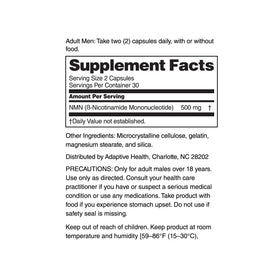 Nugenix NMN 500mg, capsules sur un fond blanc