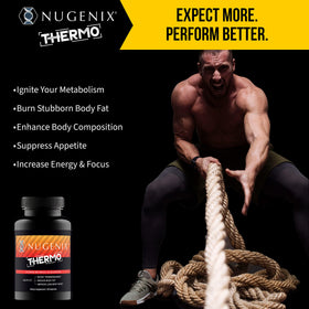 Nugenix Thermo, comprimés sur une surface blanche