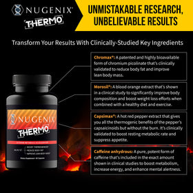 Nugenix Thermo emballage avec ingrédients clés, vue latérale