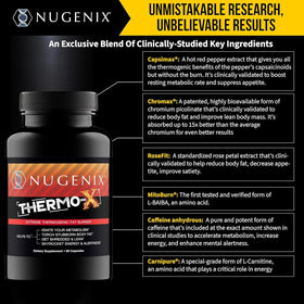 Nugenix Thermo-X 42ct côté avec les ingrédients listés
