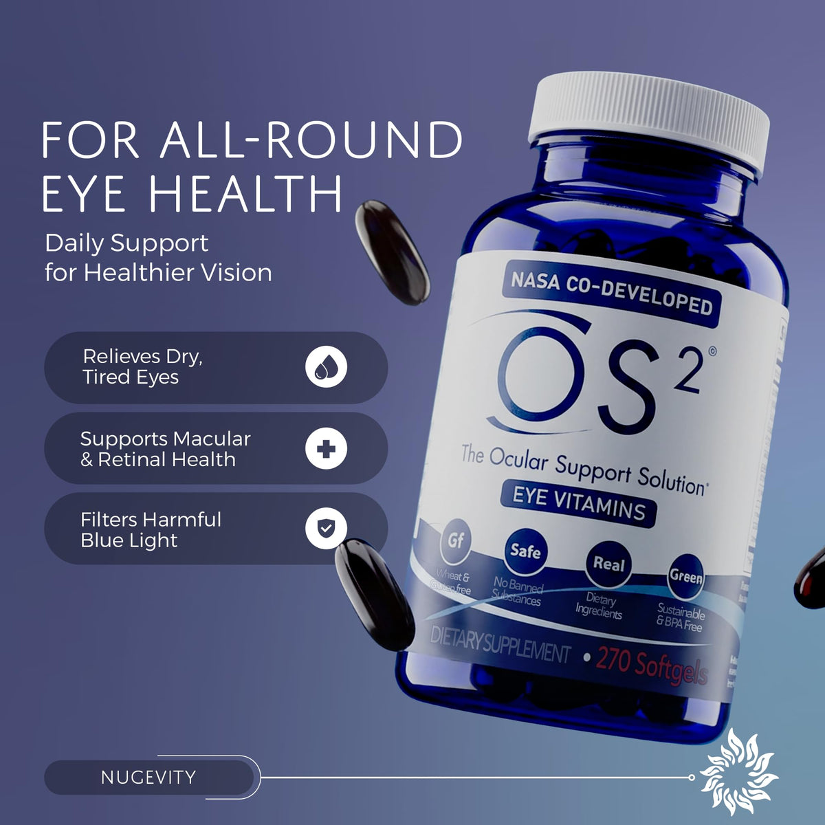Nugevity OS2 côté de la bouteille avec étiquette