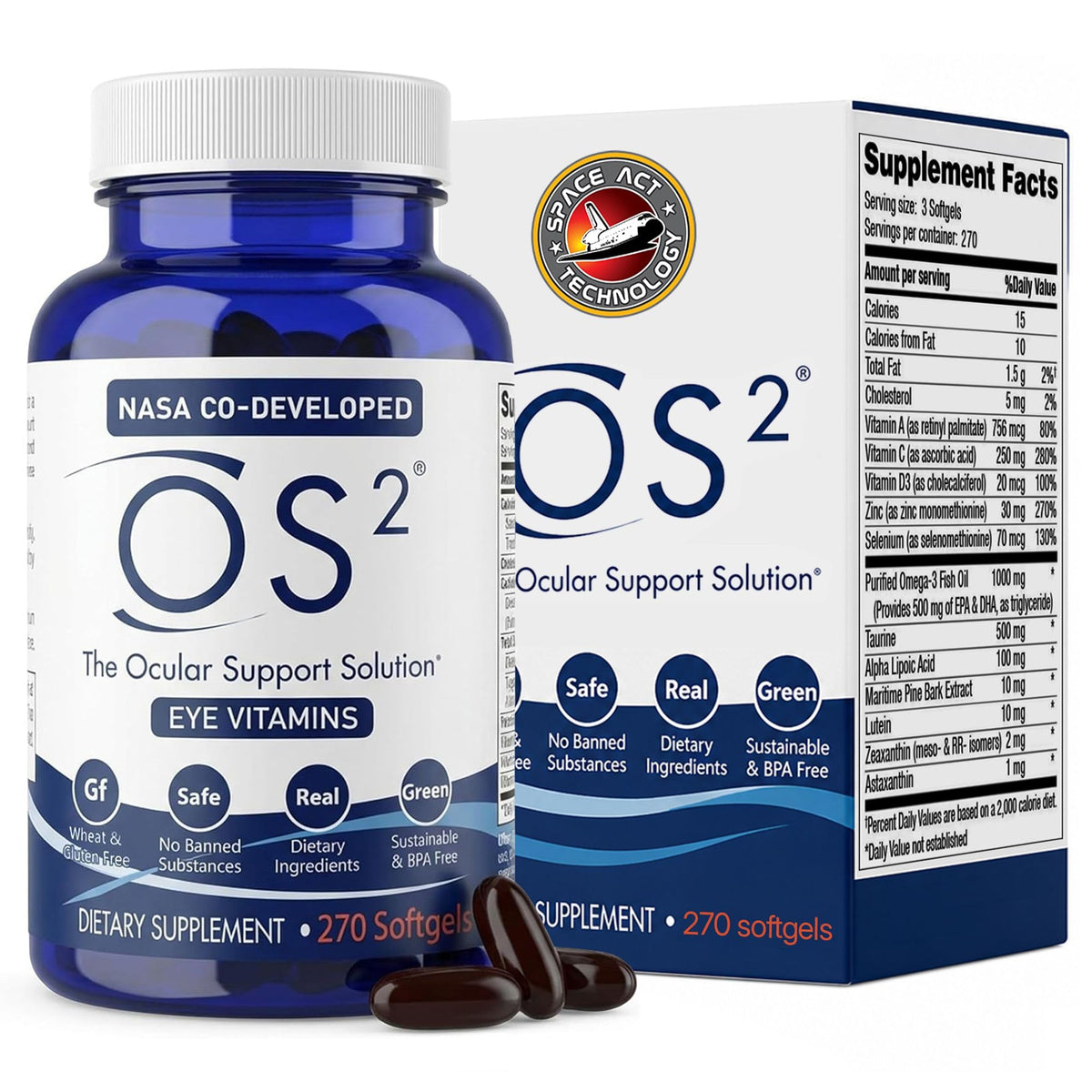 Nugevity OS2 solution de soutien oculaire 270 Ct vue de face