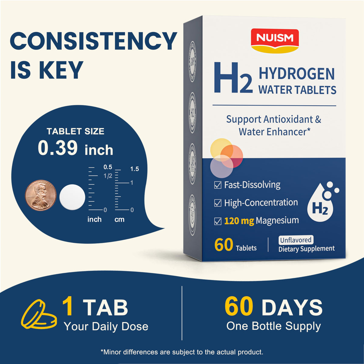 NUISM Tablettes d'Hydrogène Moléculaire 60ct vue de l'emballage