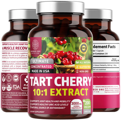 Number One Nutrition extrait de cerise acide 3000 mg capsules végétales avant