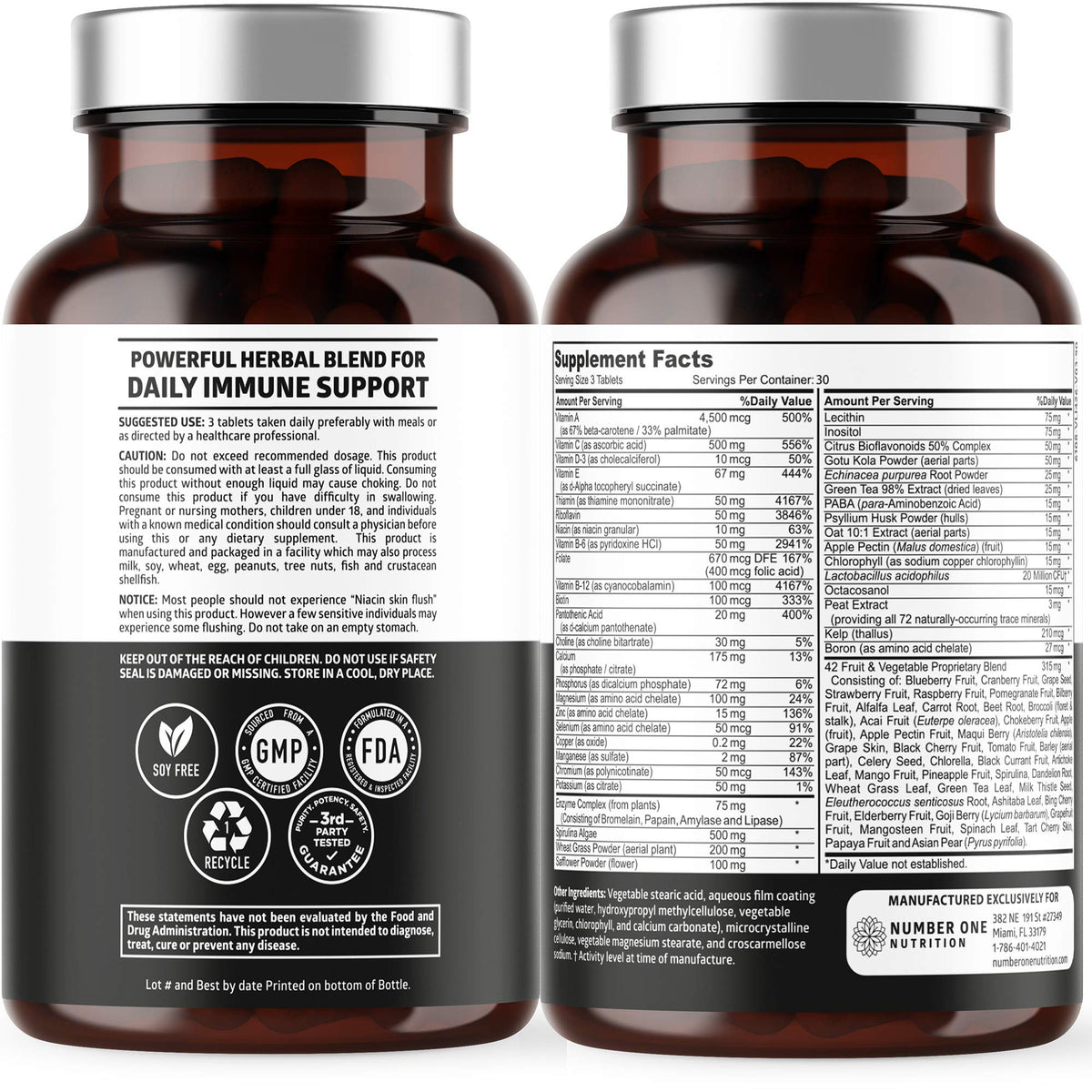 Number One Nutrition Multivitamines Végétales emballage et informations