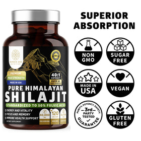 Number One Nutrition Shilajit Himalayen capsules displayed on a wooden surface