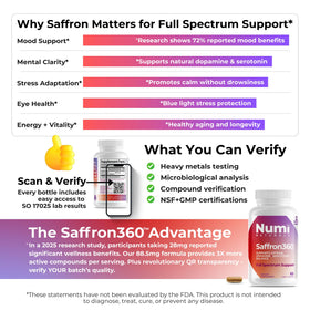Numi Naturals Extrait de Safran 88,5mg capsules végétales sur fond blanc