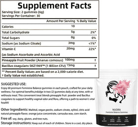 nuora Gummies Équilibre Féminin 60 Gummies Vegan Ananas, vue de l'arrière