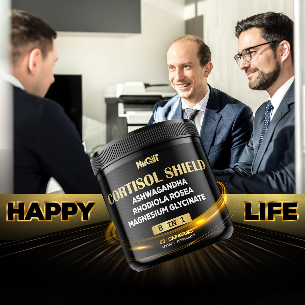 NUQIIT Complément Alimentaire 500mg flacon ouvert avec capsules