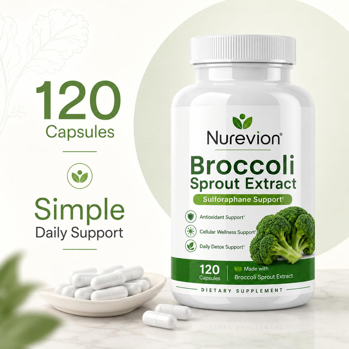 Nurevion Extrait de Germes de Brocoli - capsules dans la main