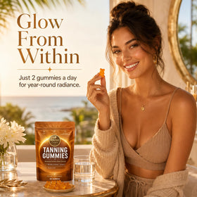 Nurevion Gummies Bronzage 60 unités en main avec vue rapprochée