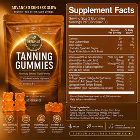 Nurevion Gummies Bronzage 60 unités sur une table avec autres compléments alimentaires
