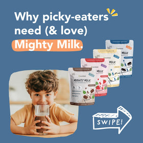 Nurished Mighty Strawberry Milk 340g avec une cuillère
