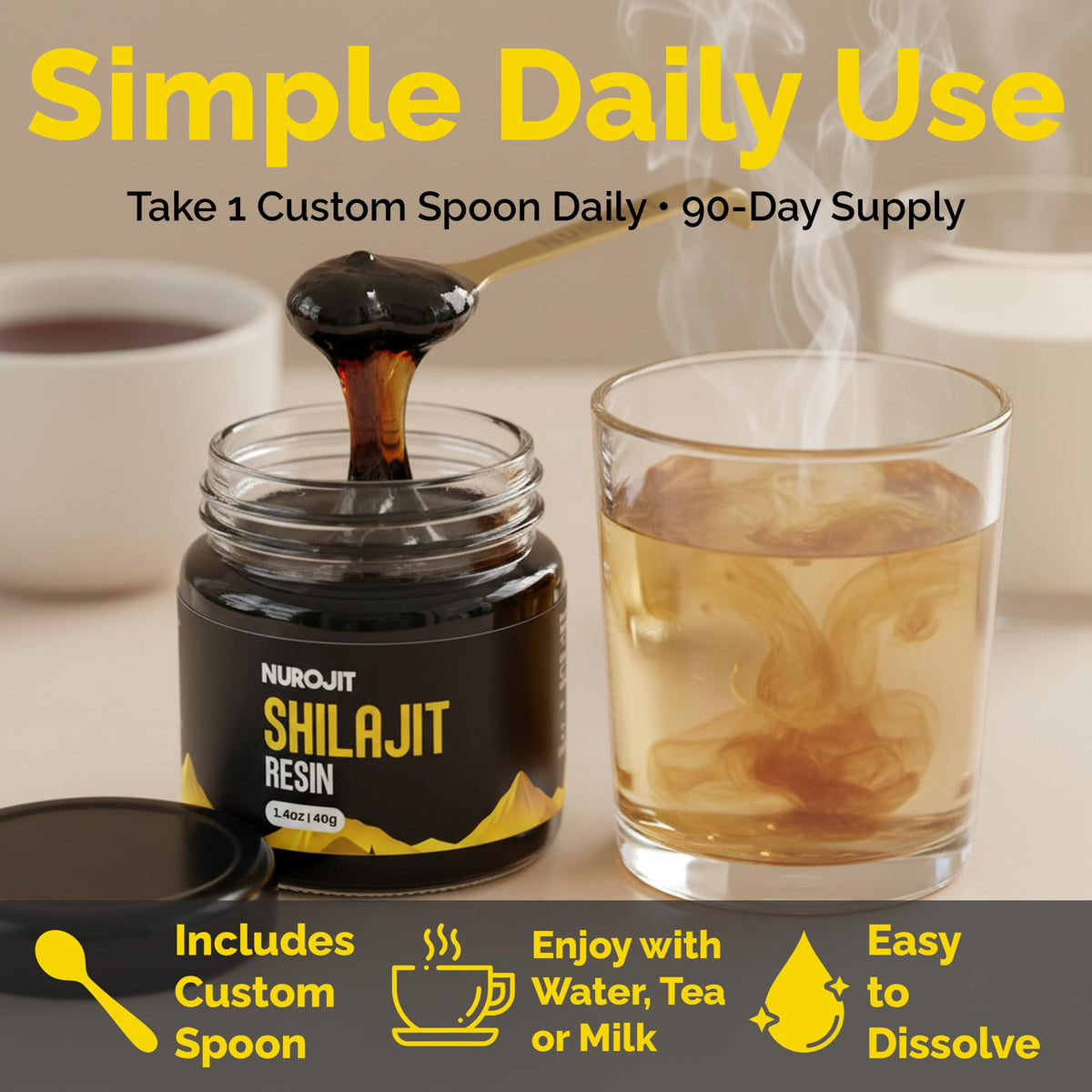 NuroJit Résine de Shilajit Pur 159g dans un environnement naturel