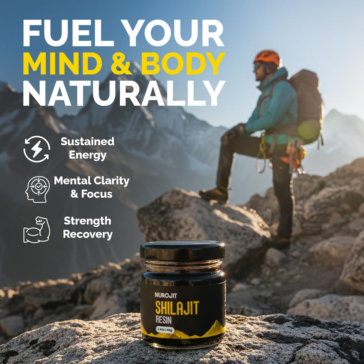 NuroJit Résine de Shilajit Pur 159g étiquette et informations