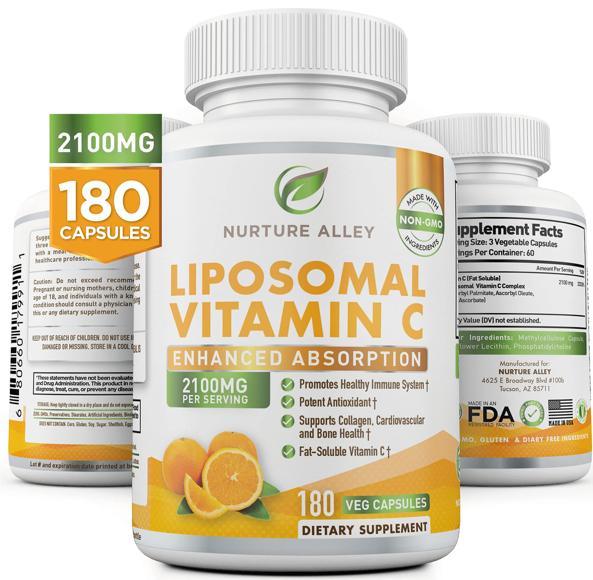 NURTURE ALLEY Vitamine C Liposomale 2100mg bouteille vue de face