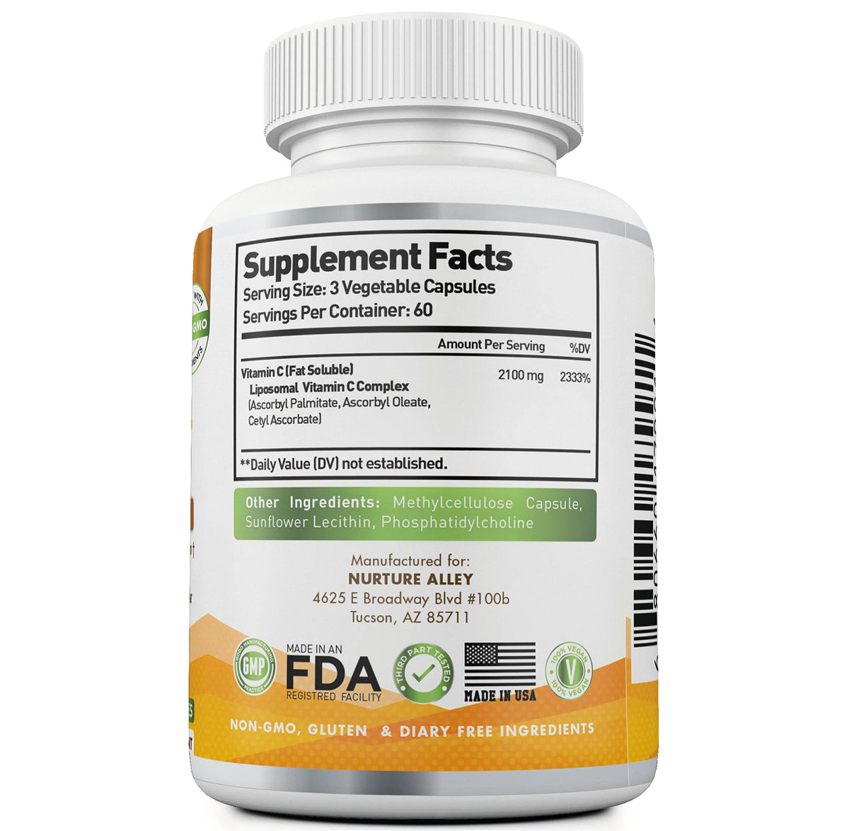 NURTURE ALLEY Vitamine C Liposomale 2100mg capsules dans une main