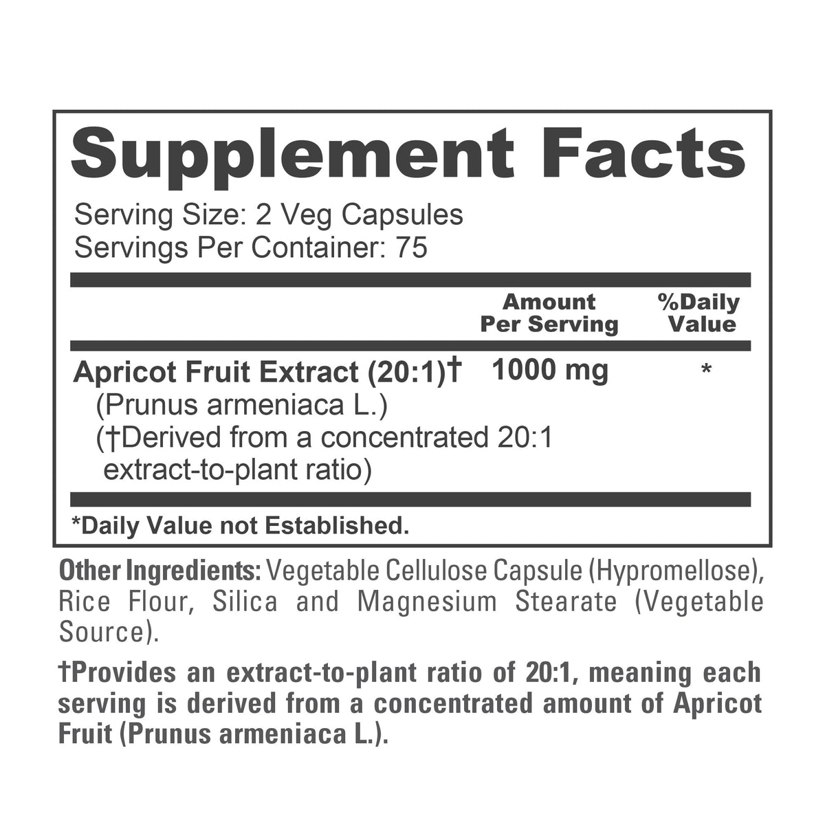 NusaPure Abricot 1000 mg étiquette du produit avec informations
