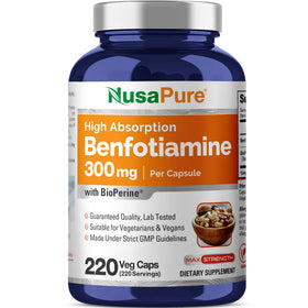 NusaPure Benfotiamine 300mg capsules végétales vue de face