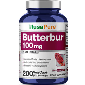 NusaPure Butterbur 100mg 200 gélules végétales, vue avant