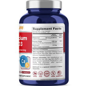 NusaPure Calcium Citrate 1300 mg 240 capsules arrière avec informations
