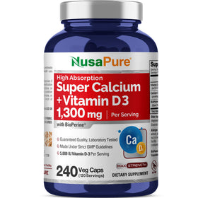 NusaPure Calcium Citrate 1300 mg avec Vitamine D3 240 capsules vue avant