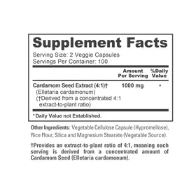 NusaPure Cardamome 1000 mg flacon ouvert avec capsules