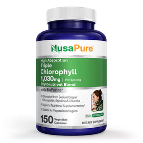 NusaPure Chlorophylle 1030mg 150 capsules végétales vue de face