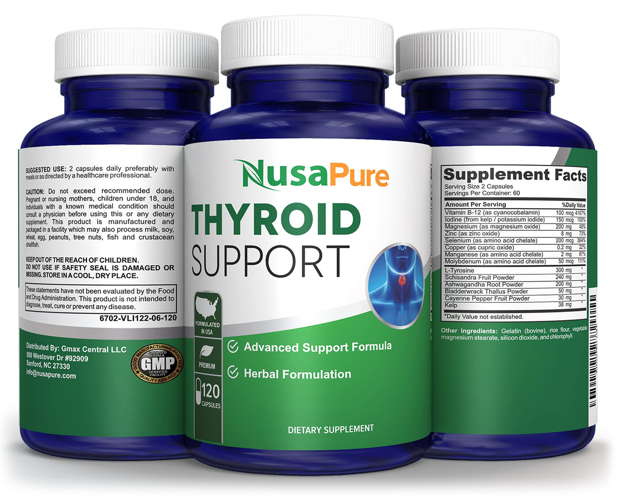 NusaPure Complément Alimentaire Thyroïdien 120 Capsules vue arrière