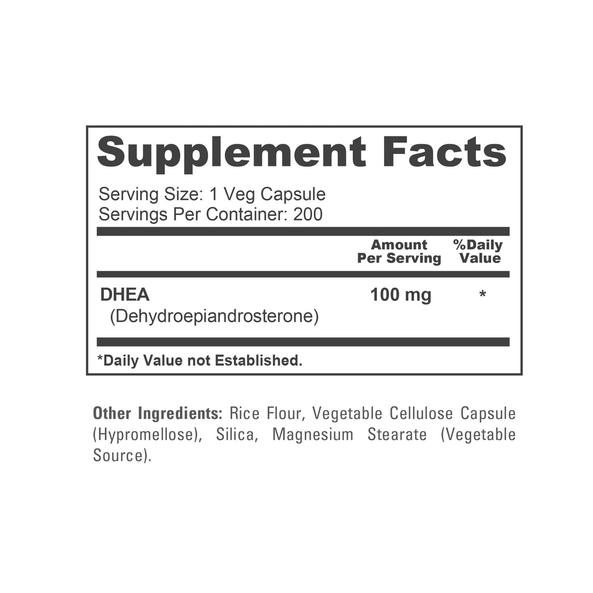 NusaPure DHEA 100mg, capsules sur fond blanc