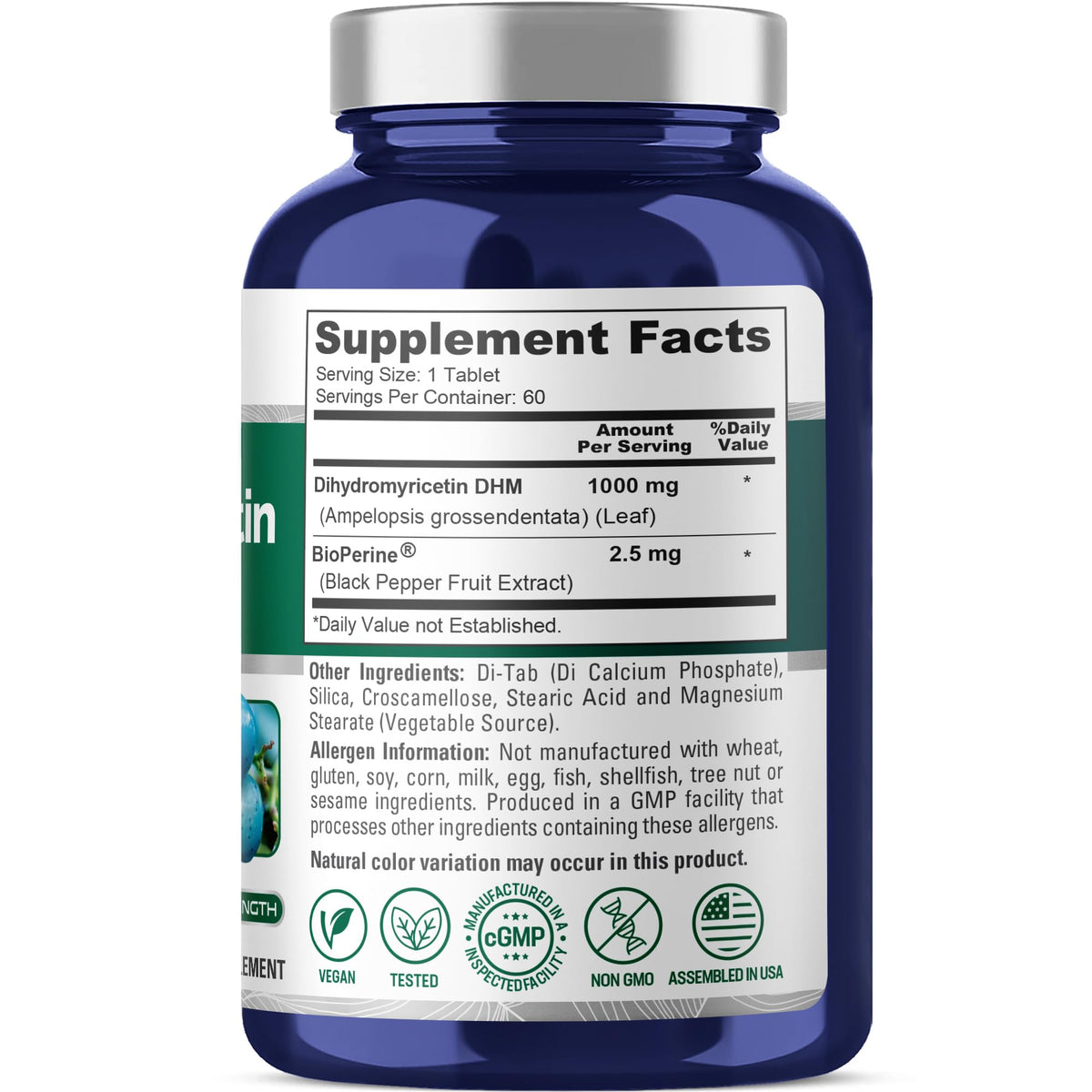 NusaPure Dihydromyricetin 1000mg boîte avec 60 comprimés