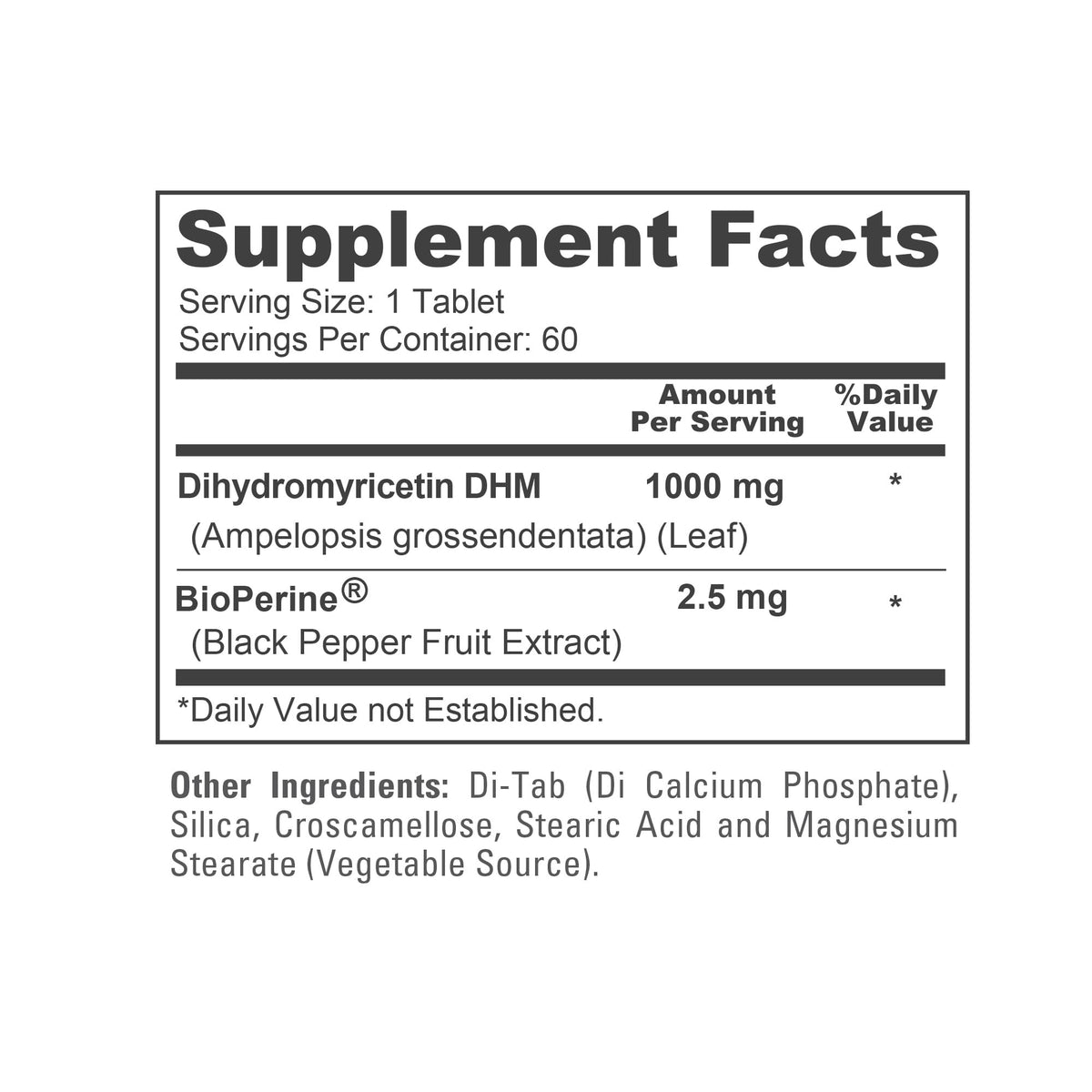NusaPure Dihydromyricetin 1000mg comprimé végétal en gros plan