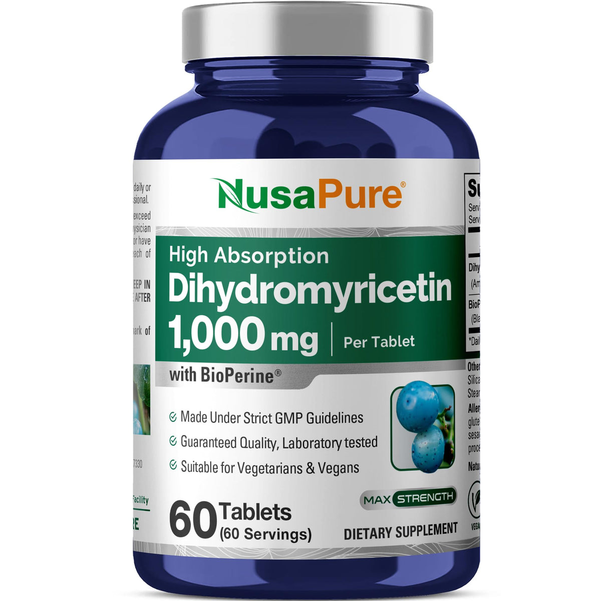NusaPure Dihydromyricetin 1000mg comprimés végétaux face