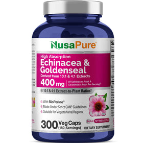 NusaPure Echinacea Goldenseal 400 mg 300 capsules front view