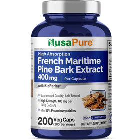 NusaPure Écorce de Pin Maritime Française 400mg capsule végétale