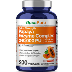 NusaPure Enzymes de Papaye 240 000 PU 200 capsules végétales vue de face