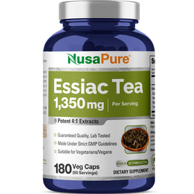 NusaPure Essiac Tea 1350mg 180 Veggie Capsules packaging front view