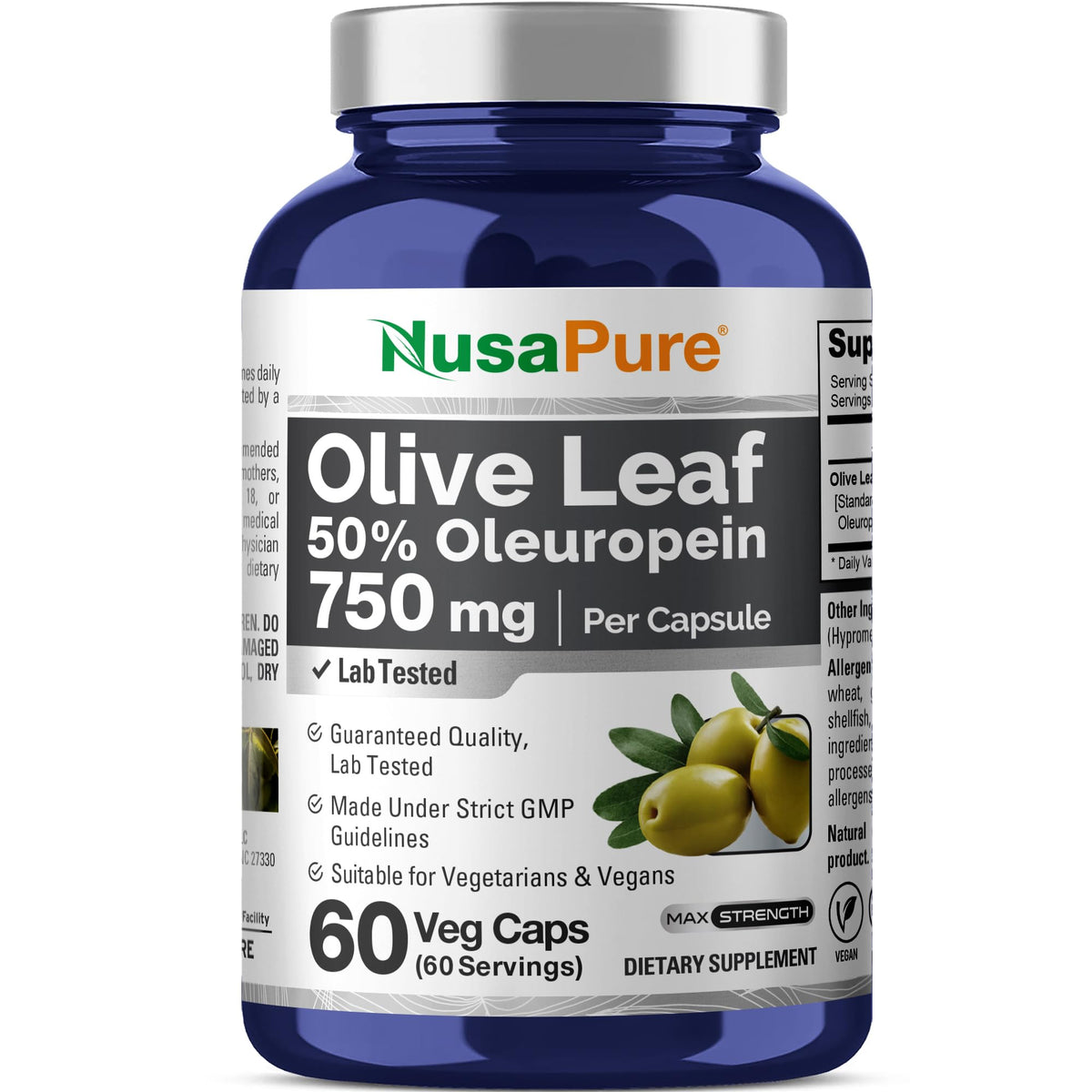 NusaPure Extrait de Feuille d'Olive 750 mg boîte avant
