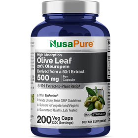 NusaPure Feuille d'Olive 500mg flacon de 200 capsules