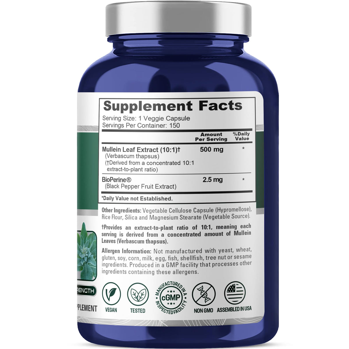 NusaPure Feuille de Muflier 150 capsules vue de dos