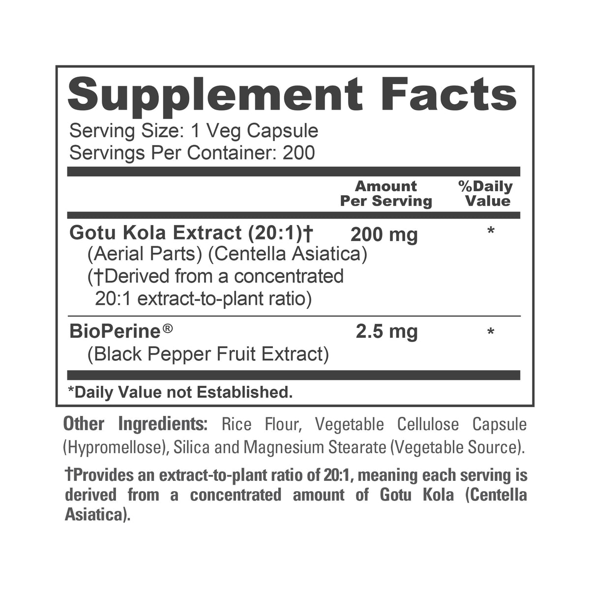 NusaPure Gotu Kola 200mg gélules végétales sur une table