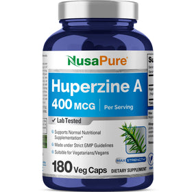 NusaPure Huperzine A 400 mcg 180 veggie capsules front view