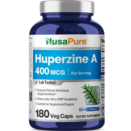 NusaPure Huperzine A 400 mcg 180 veggie capsules front view