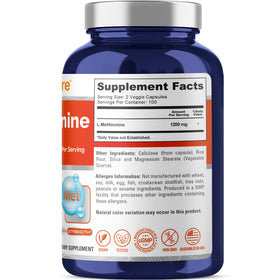 NusaPure L-Méthionine 1200mg capsules en vue de près