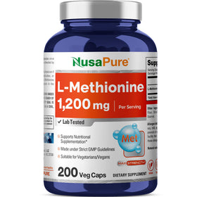 NusaPure L-Méthionine 1200mg flacon de 200 capsules