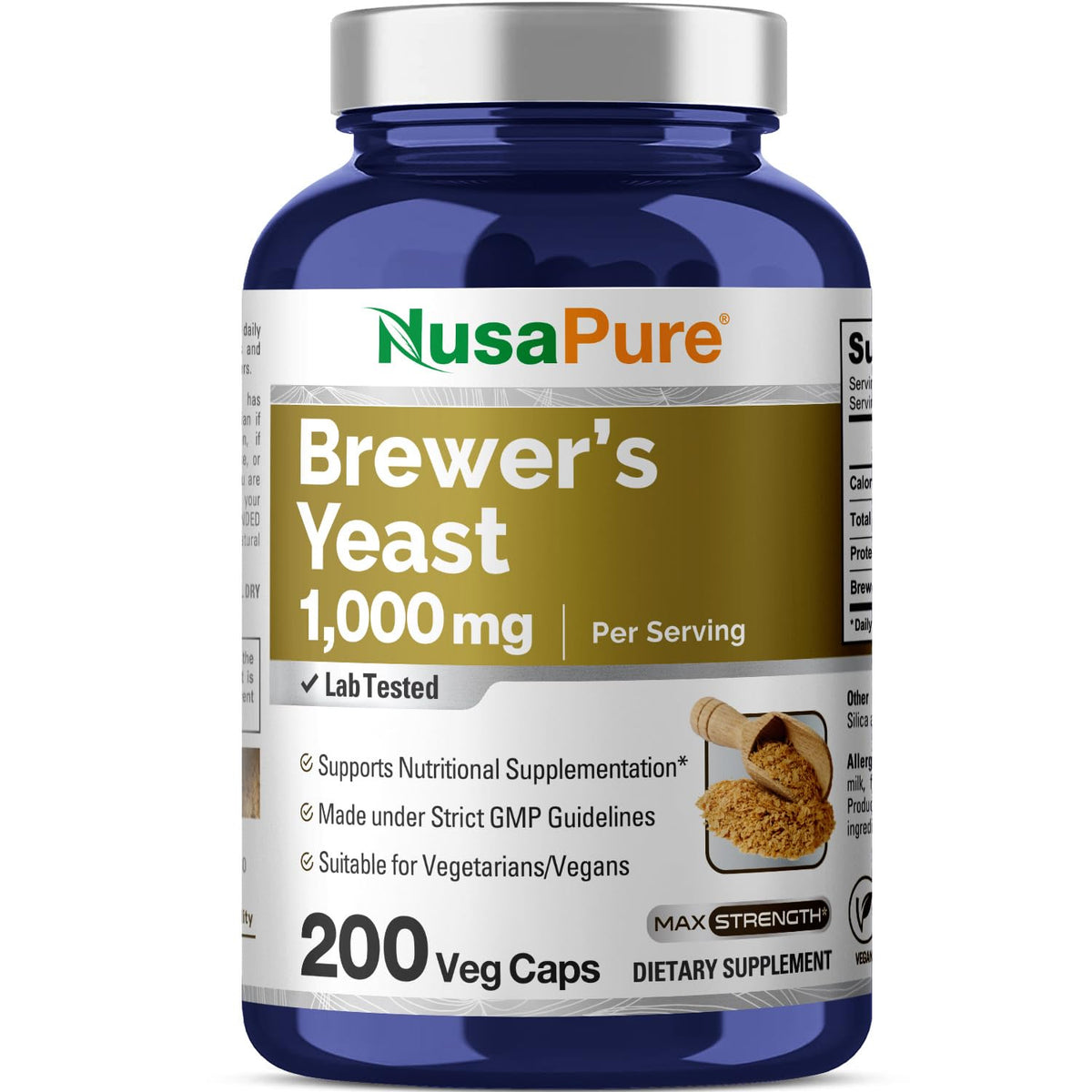 NusaPure levure de bière 1000mg bouteille vue de face