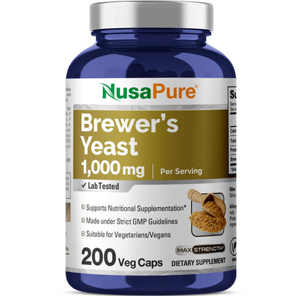 NusaPure levure de bière 1000mg bouteille vue de face
